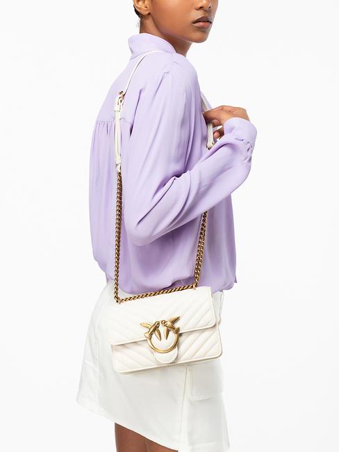 MINI LOVE BAG Eine Chevron-Tasche Seide wei&szlig;-antikgold - Damentaschen