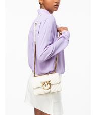 PINKO MINI LOVE BAG Eine Chevron-Tasche Seide wei&szlig;-antikgold - Damentaschen - 7