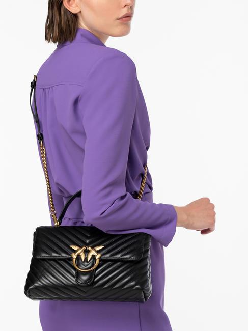 CLASSIC LADY LOVE BAG Chevron-Tasche schwarz-antikgold - Damentaschen