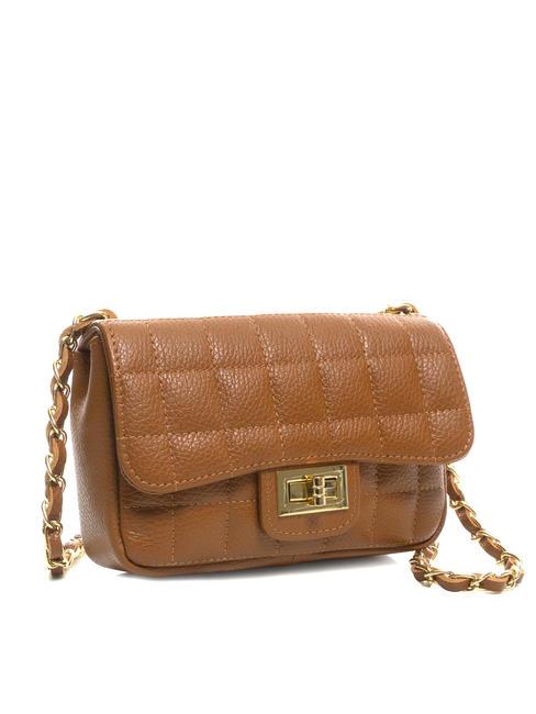 GIULIA Dollar-Umh&auml;ngetasche aus Leder mit Kette dunkles Leder - Damentaschen