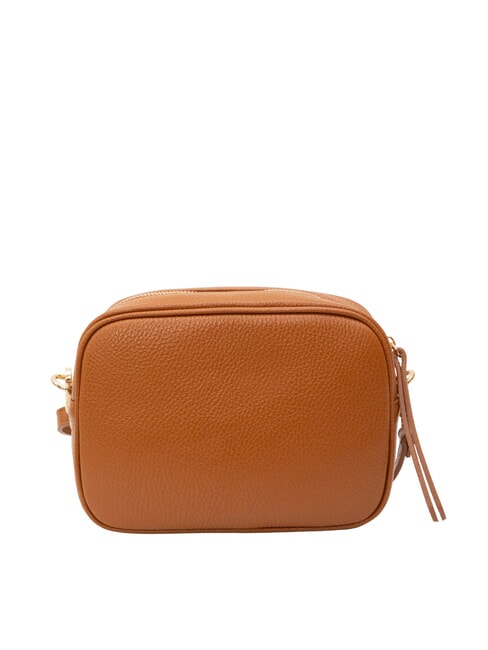 LUCIA Doppelte Umh&auml;ngetasche aus Dollar-Leder dunkles Leder - Damentaschen