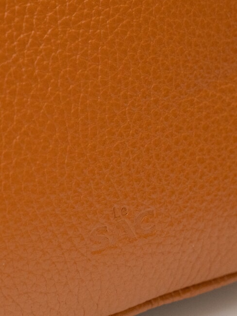 LUCIA Doppelte Umh&auml;ngetasche aus Dollar-Leder dunkles Leder - Damentaschen