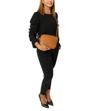 LESAC LUCIA Doppelte Umh&auml;ngetasche aus Dollar-Leder dunkles Leder - Damentaschen - 5