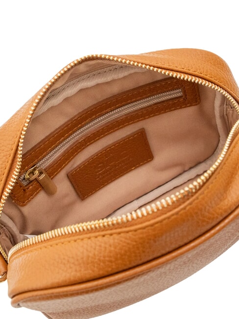 LUCIA Doppelte Umh&auml;ngetasche aus Dollar-Leder dunkles Leder - Damentaschen