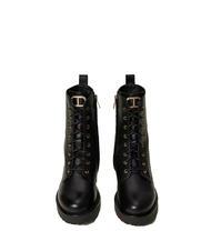 TWINSET URBAN Kampfstiefel aus Leder Schwarz - Damenschuhe - 3
