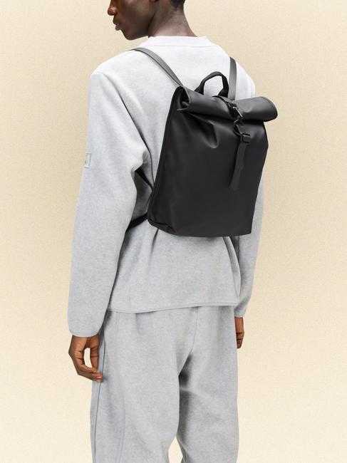 ROLLTOP RUCKSACK MINI Wasserdichter Rucksack Schwarz - Rucks&auml;cke f&uuml;r Schule &amp; Freizeit