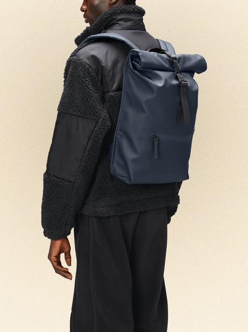 ROLLTOP RUCKSACK Gro&szlig;er wasserdichter Rucksack Marine - Rucks&auml;cke f&uuml;r Schule &amp; Freizeit