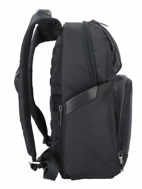 WALLABY Rucksack aus Leder und Stoff, 14-Zoll-PC-Halter Schwarz - PC-Rucks&auml;cke