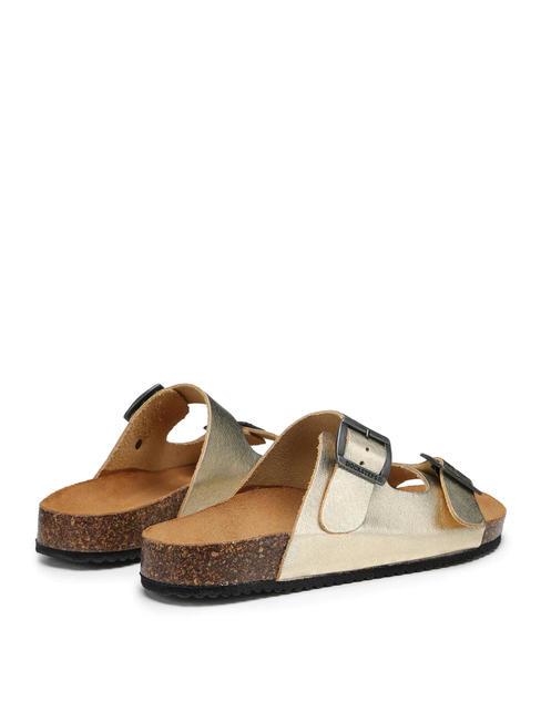 VEGA  Sandale aus laminiertem Leder mit zwei Schnallen Platin - Damenschuhe