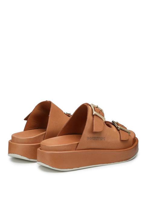 CATALINA Hohe Slipper-Sandale aus Leder Cognac - Damenschuhe