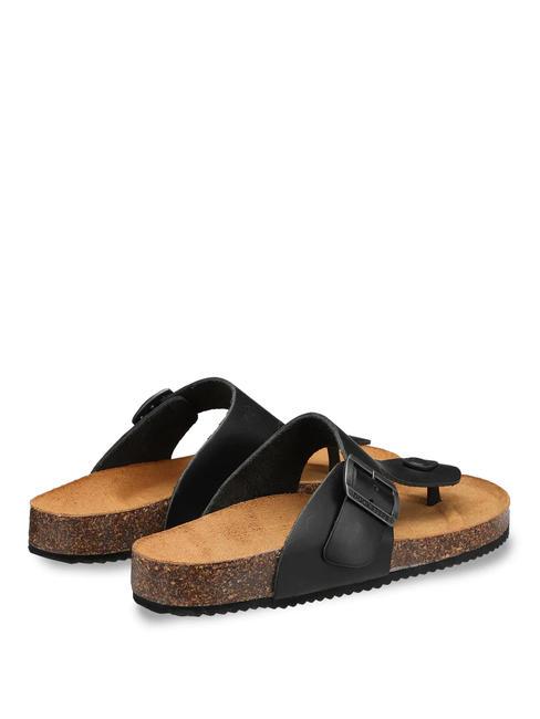 VEGA 2284 Zehenstegsandale aus Leder mit Schnalle Schwarz - Herrenschuhe