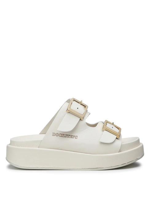 CATALINA Hohe Slipper-Sandale aus Leder Wei&szlig; - Damenschuhe