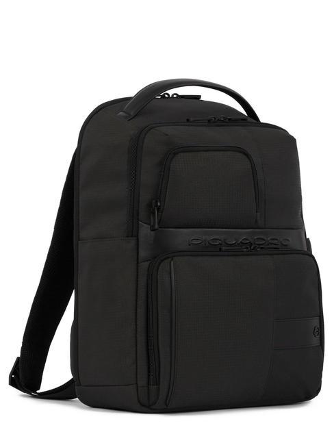 WOLLEM Rucksack aus Leder und Stoff, 14-Zoll-Laptophalter Schwarz - PC-Rucks&auml;cke