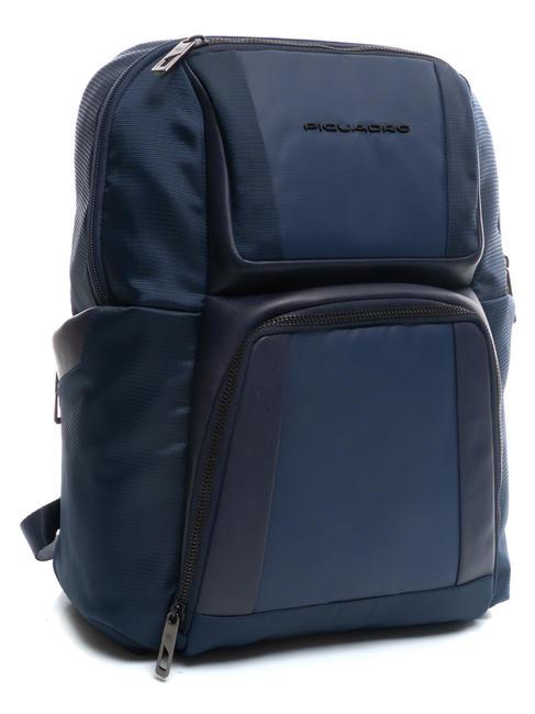 WALLABY Rucksack aus Leder und Stoff, 14-Zoll-PC-Halter Blau - PC-Rucks&auml;cke