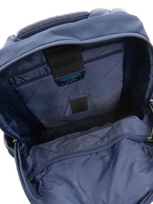 WALLABY Rucksack aus Leder und Stoff, 14-Zoll-PC-Halter Blau - PC-Rucks&auml;cke