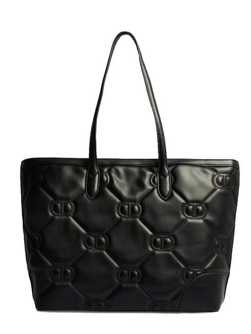 LOGO QUILTED Schulter-Einkaufstasche Schwarz - Damentaschen