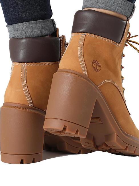 ALLINGTON Schn&uuml;rstiefelette mit Nubuk-Absatz Weizen - Damenschuhe