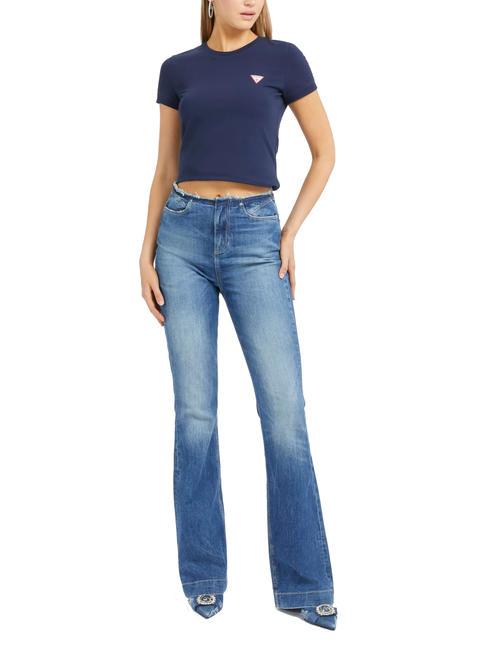 MINI TRIANGLE Schmal geschnittenes T-Shirt blau geschw&auml;rzt - T-Shirts und Tops f&uuml;r Damen