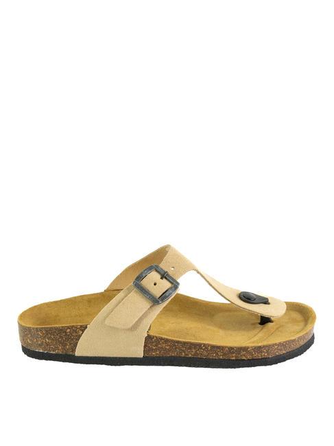 VEGA Zehenstegsandale aus Wildleder Taupe - Damenschuhe