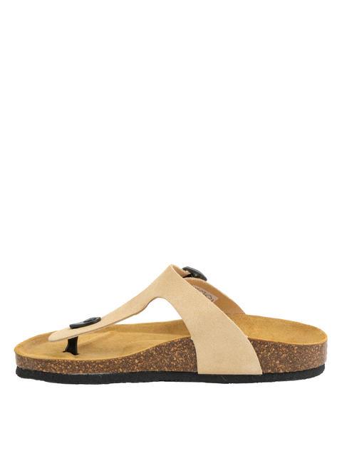 VEGA Zehenstegsandale aus Wildleder Taupe - Damenschuhe