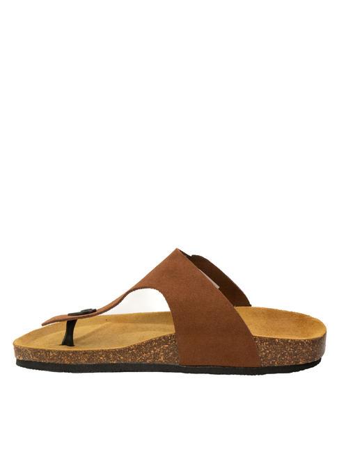 VEGA Zehenstegsandale aus Wildleder Tabak - Herrenschuhe