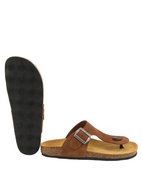 VEGA Zehenstegsandale aus Wildleder Tabak - Herrenschuhe