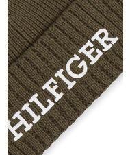 TOMMY HILFIGER MONOTYPE BEANIE M&uuml;tze aus Baumwolle und Wolle Armeegr&uuml;n - M&uuml;tzen/H&uuml;te - 3