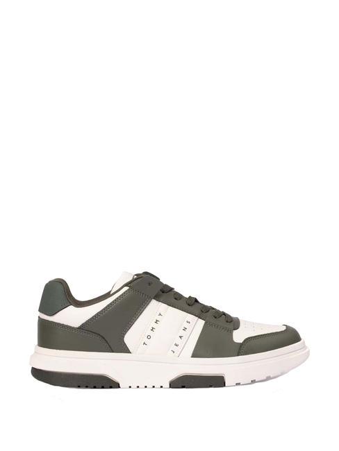 TOMMY JEANS Leather Cupsole Ledersneaker Zinngr&uuml;n/Ecru - Herrenschuhe
