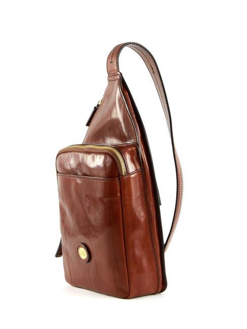 STORY UOMO One-Shoulder-Rucksack aus Leder BRAUN - Rucks&auml;cke f&uuml;r Schule &amp; Freizeit