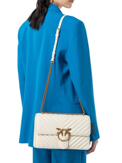 CLASSIC LOVE ONE Tasche aus Nappaleder Seide wei&szlig;-antikgold - Damentaschen