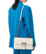 PINKO CLASSIC LOVE ONE Tasche aus Nappaleder Seide wei&szlig;-antikgold - Damentaschen - 6