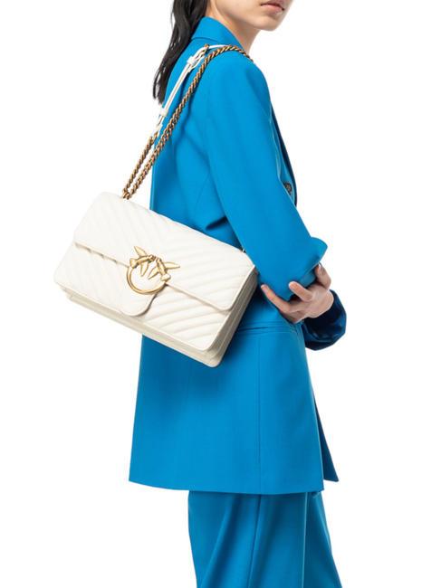 CLASSIC LOVE ONE Tasche aus Nappaleder Seide wei&szlig;-antikgold - Damentaschen