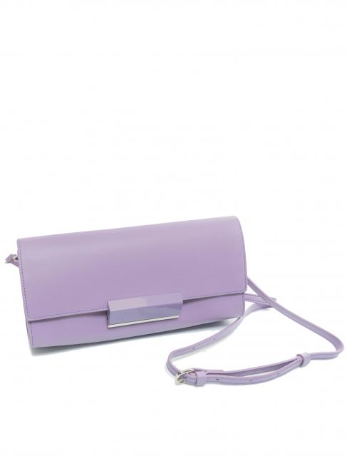 LILY Clutch aus Leder mit Schultergurt Glyzinie - Damentaschen