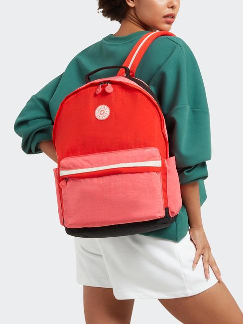 DAMIEN L Rucksack mit 15,6-Zoll-Laptophalter Tango-Rosa-Block - Rucks&auml;cke f&uuml;r Schule &amp; Freizeit