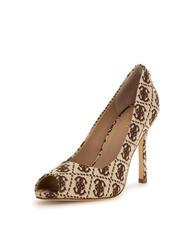 GUESS BLANCHI3 Offenes Jacquard-Dekollet&eacute; im Zehenbereich dunkelbeige - Damenschuhe - 3