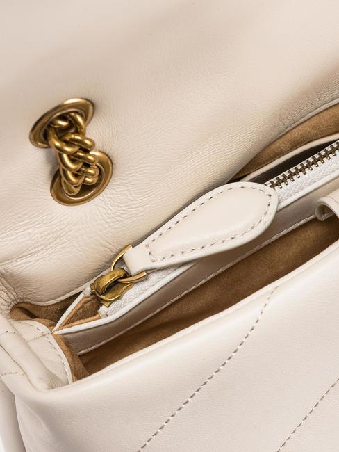 CLASSIC LOVE PUFF Tasche aus Nappaleder Seide wei&szlig;-antikgold - Damentaschen