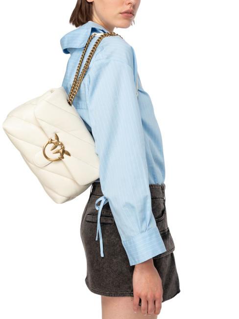 CLASSIC LOVE PUFF Tasche aus Nappaleder Seide wei&szlig;-antikgold - Damentaschen