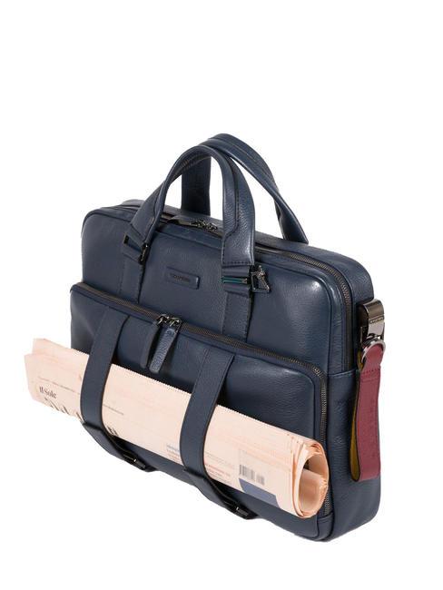 MODUS RESTYLING Aktentasche aus Leder f&uuml;r PC 14 " Blau - Arbeitstaschen