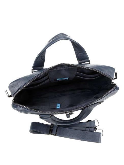 MODUS RESTYLING Aktentasche aus Leder f&uuml;r PC 14 " Blau - Arbeitstaschen