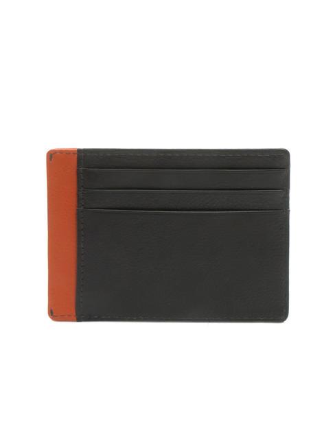 STRIPE Kreditkartenetui aus Leder braun/orange - Brieftaschen Herren