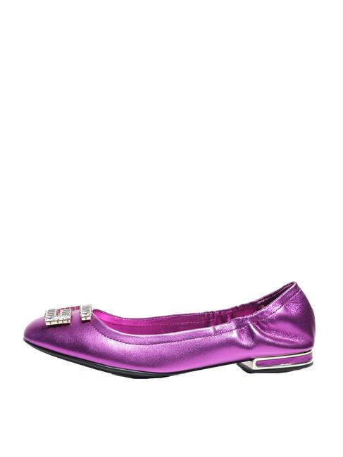 MICKLE Ballerinas aus Leder Fuchsie - Damenschuhe