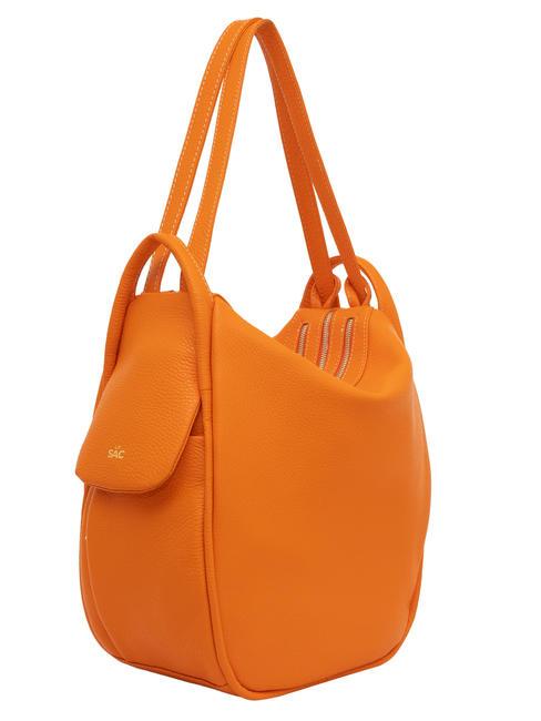 TRIO Rucksack aus geh&auml;mmertem Leder orange - Damentaschen