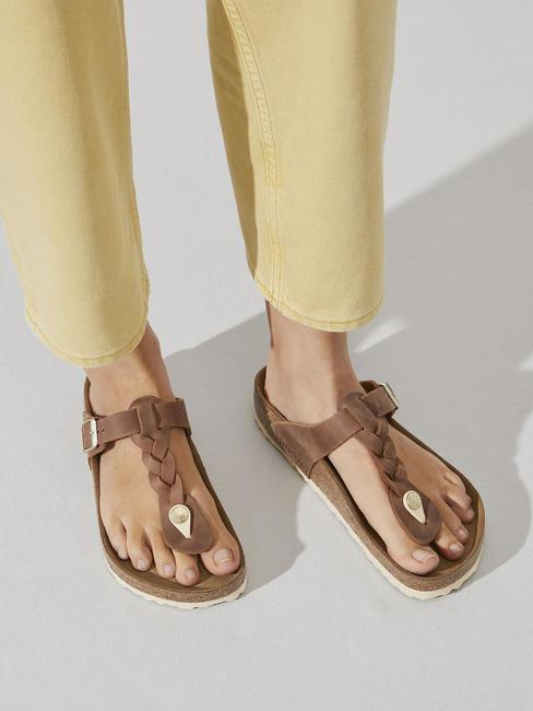 GIZEH Flip-Flops aus Leder Cognac - Schuhe Unisex