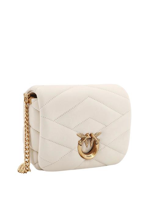 LOVE CLICK PUFF Mini-Tasche aus gestepptem Leder Seide wei&szlig;-antikgold - Damentaschen