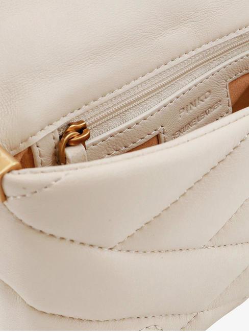 LOVE CLICK PUFF Mini-Tasche aus gestepptem Leder Seide wei&szlig;-antikgold - Damentaschen