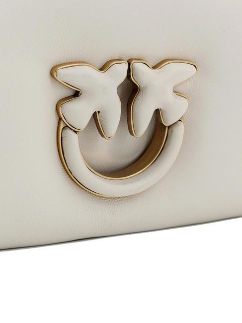 LOVE CLICK PUFF Mini-Schultertasche aus Leder Wei&szlig; + Wei&szlig;blockfarbe - Damentaschen