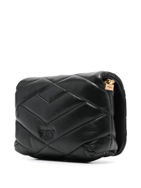 LOVE CLICK PUFF Mini-Tasche aus gestepptem Leder schwarz-antikgold - Damentaschen