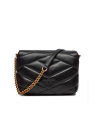 PINKO LOVE CLICK PUFF Mini-Tasche aus gestepptem Leder schwarz-antikgold - Damentaschen - 3