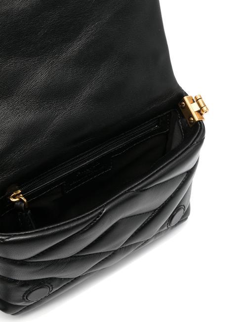 LOVE CLICK PUFF Mini-Tasche aus gestepptem Leder schwarz-antikgold - Damentaschen