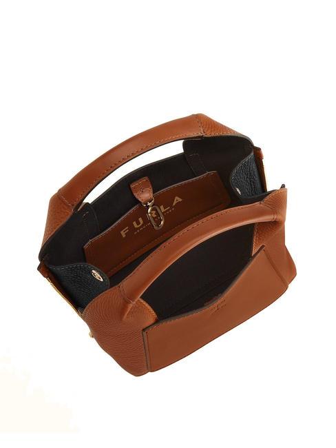 GILDA Minitaschen aus Leder mit Schultergurt cognac / schwarz - Damentaschen